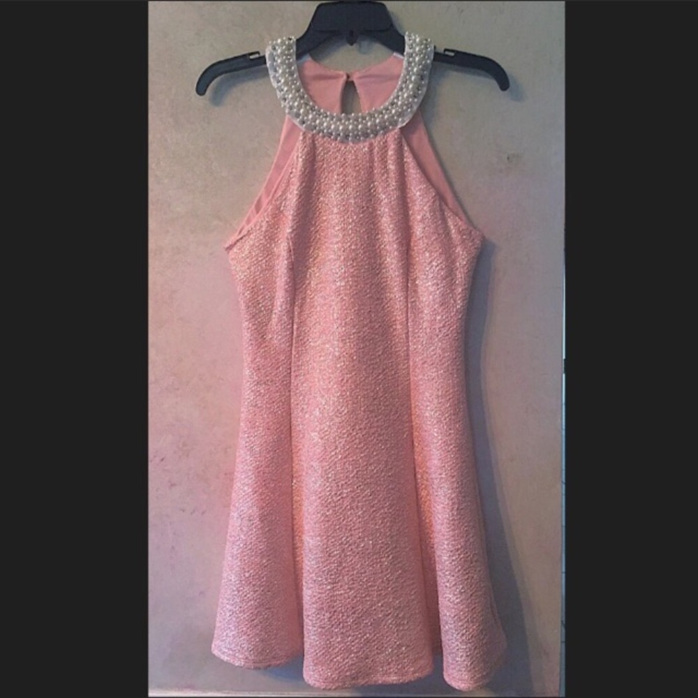 💗Light Pink Dress With Pearls & Rhinestones💗